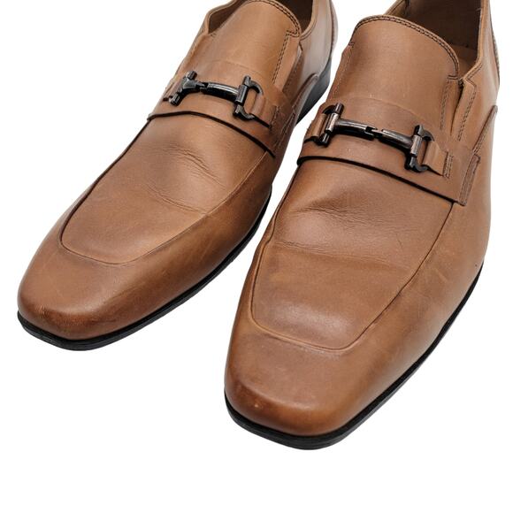 STEVE MADDEN Size 13 Brown Leather Slip On "Mendal" Square Toe Horse Bit Loafer - Picture 3 of 14